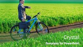  Presentation with checks - Slides enhanced with businessman-rides-a-bicycle background and a shamrock green colored foreground