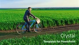 Presentation with rides - Presentation with businessman-rides-a-bicycle background and a forest green colored foreground