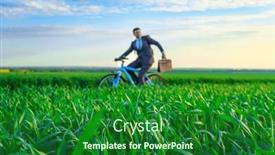  Presentation with rides - Presentation theme consisting of businessman-rides-a-bicycle background and a forest green colored foreground