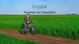  Presentation with rides - PPT layouts featuring businessman-rides-a-bicycle background and a light blue colored foreground