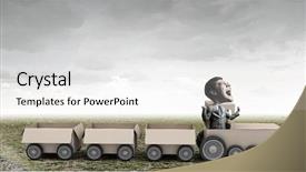  Presentation with funny - Amazing PPT layouts having businessman riding in carton train backdrop and a  colored foreground