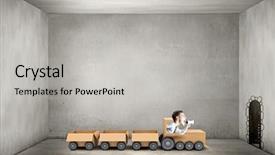  Presentation with image of car racing - Beautiful theme featuring businessman riding in carton train backdrop and a  colored foreground