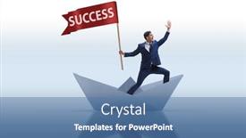  Presentation with ship boat and sea - Presentation theme enhanced with businessman-riding-paper-boat-ship background and a teal colored foreground