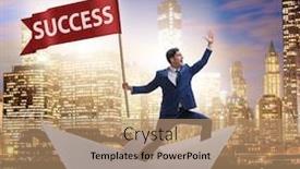  Presentation with ship - PPT theme featuring businessman-riding-paper-boat-ship background and a coral colored foreground