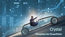 Presentation with sports car - Slide set enhanced with businessman riding sports car background and a ocean colored foreground