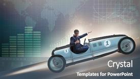  Presentation with sport - Slide set featuring businessman riding sports car background and a  colored foreground