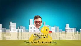  Presentation with rubber duck - Theme with businessman riding yellow rubber duck background and a yellow colored foreground