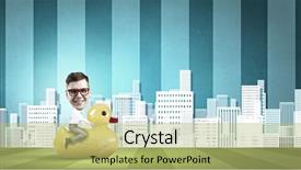  Presentation with rubber duck - Slide set with businessman riding yellow rubber duck background and a  colored foreground