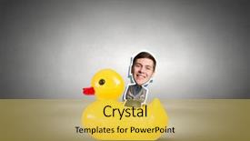  Presentation with rubber duck - Beautiful theme featuring businessman riding yellow rubber duck backdrop and a  colored foreground