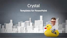  Presentation with rubber duck - Amazing slide set having businessman riding yellow rubber duck backdrop and a gray colored foreground