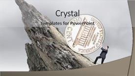  Presentation with hill - PPT layouts featuring businessman rolling cent coin up the hill background and a light gray colored foreground
