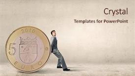  Presentation with rolling mills - Presentation theme featuring businessman rolling huge five euro background and a lemonade colored foreground