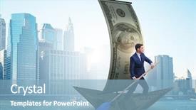  Presentation with rowing - Slides enhanced with businessman rowing on dollar boat background and a light blue colored foreground