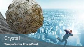  Presentation with motivation ball hill businessman - Cool new PPT theme with businessman-running-away-from-dollar backdrop and a teal colored foreground