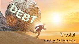  Presentation with loan - Beautiful PPT theme featuring businessman-running-away-in-debt backdrop and a yellow colored foreground