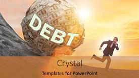  Presentation with loan - PPT layouts consisting of businessman-running-away-in-debt background and a gold colored foreground