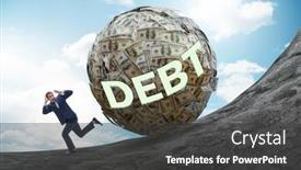  Presentation with loan - Beautiful theme featuring businessman-running-away-in-debt backdrop and a dark gray colored foreground