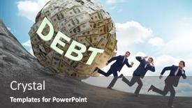  Presentation with loan - PPT theme with businessman-running-away-in-debt background and a dark gray colored foreground