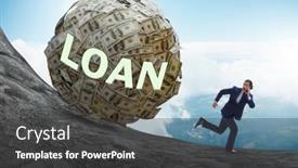  Presentation with loan - Slide set with businessman-running-away-in-debt background and a dark gray colored foreground