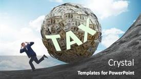  Presentation with tax - Slides having businessman-running-away-in-tax background and a dark gray colored foreground