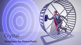  Presentation with wheel - PPT theme featuring businessman-running-on-hamster-wheel background and a light blue colored foreground