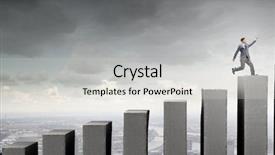  Presentation with maths graph - Slide deck enhanced with businessman running on increasing graph background and a light gray colored foreground