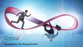  Presentation with running - Presentation design featuring businessman-running-on-the-endless background and a light blue colored foreground