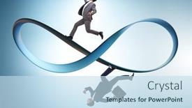  Presentation with running - Slide set with businessman-running-on-the-endless background and a sky blue colored foreground