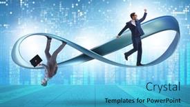  Presentation with running - PPT theme consisting of businessman-running-on-the-endless background and a light blue colored foreground
