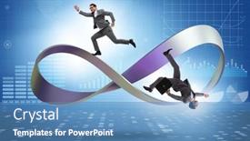  Presentation with running - PPT theme consisting of businessman-running-on-the-endless background and a teal colored foreground