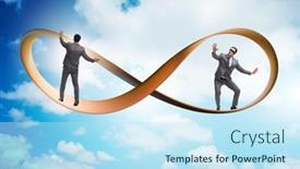  Presentation with running - PPT theme having businessman-running-on-the-endless background and a sky blue colored foreground