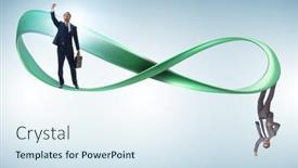  Presentation with running - Theme enhanced with businessman-running-on-the-endless background and a sky blue colored foreground