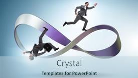  Presentation with running - Slide deck enhanced with businessman-running-on-the-endless background and a light blue colored foreground