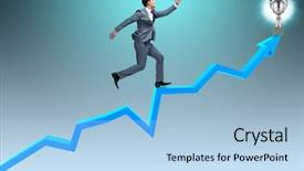  Presentation with prize - Slides with businessman running towards prize cup background and a light blue colored foreground