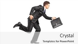  Presentation with monarch butterfly isolated on white - PPT theme featuring businessman running with a briefcase background and a white colored foreground
