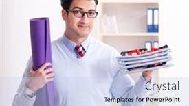  Presentation with lunch - Beautiful slides featuring businessman-rushing-to-gym-during backdrop and a sky blue colored foreground