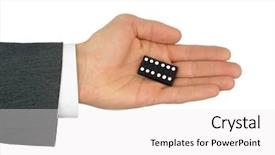  Presentation with domino - Beautiful slide deck featuring businessman's hand holding domino backdrop and a white colored foreground