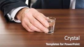  Presentation with alcohol - Beautiful PPT theme featuring businessman's hand with a glass of alcohol backdrop and a tawny brown colored foreground