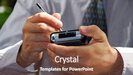  Presentation with holding hands - Audience pleasing slide deck consisting of businessman's hands holding pda backdrop and a tawny brown colored foreground