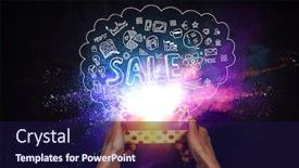  Presentation with magic - Amazing presentation design having businessman-s-hands-holding backdrop and a navy blue colored foreground