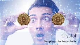  Presentation with crash - Slide set enhanced with businessman sad about bitcoin price crash background and a light blue colored foreground