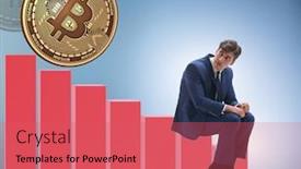  Presentation with crash - Slide set consisting of businessman sad about bitcoin price crash background and a coral colored foreground