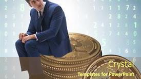  Presentation with crash - Colorful presentation design enhanced with businessman-sad-about-bitcoin-price backdrop and a tawny brown colored foreground