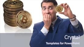  Presentation with crash - Cool new PPT layouts with businessman sad about bitcoin price backdrop and a ocean colored foreground