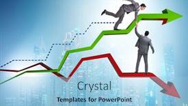  Presentation with crisis - Cool new PPT theme with businessman-saving-competitor-during backdrop and a light blue colored foreground