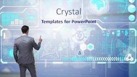  Presentation with data - Slide set enhanced with businessman-searching-for-big-data background and a sky blue colored foreground