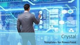  Presentation with data - Slides enhanced with businessman-searching-for-big-data background and a arctic colored foreground