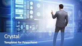  Presentation with data mining - PPT theme featuring businessman searching for big data background and a teal colored foreground