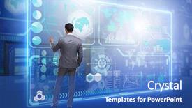  Presentation with data mining - Amazing presentation theme having businessman searching for big data backdrop and a teal colored foreground