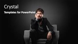  Presentation with generic seated cricket stadium - Colorful slide deck enhanced with businessman-seated-in-a-armchair backdrop and a black colored foreground